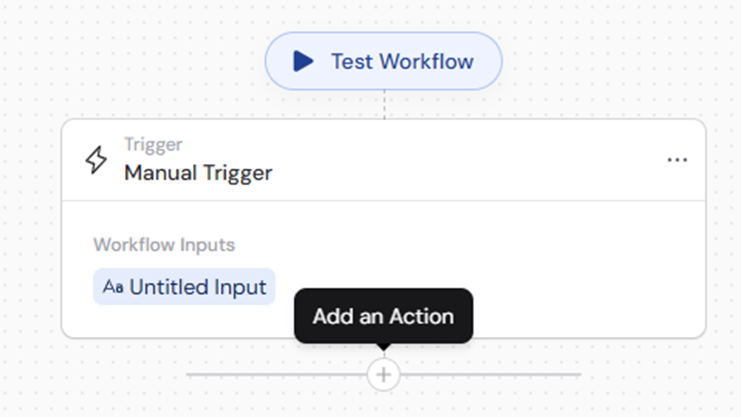 Plus button between Workflow blocks