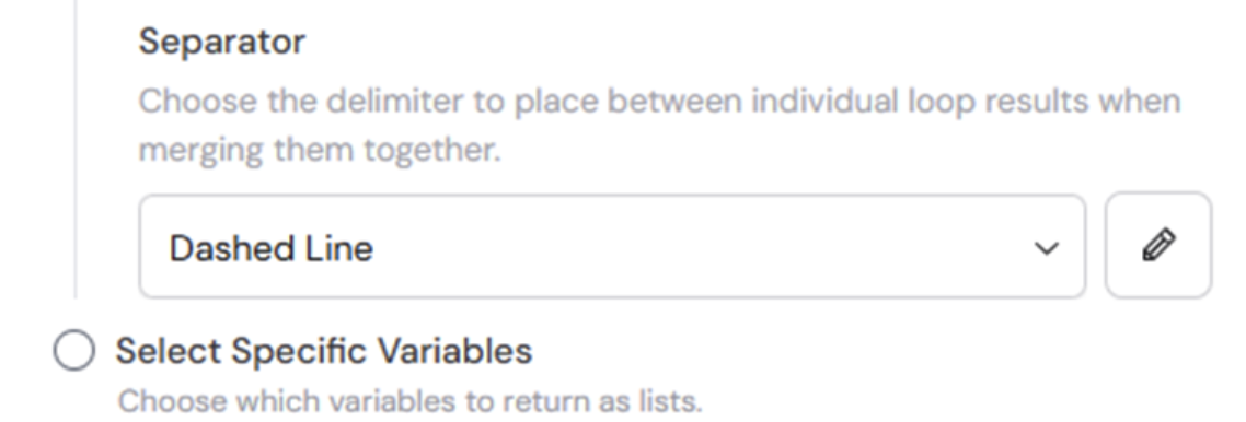 Separator options: New Line, Dashed Line, Comma-Separated