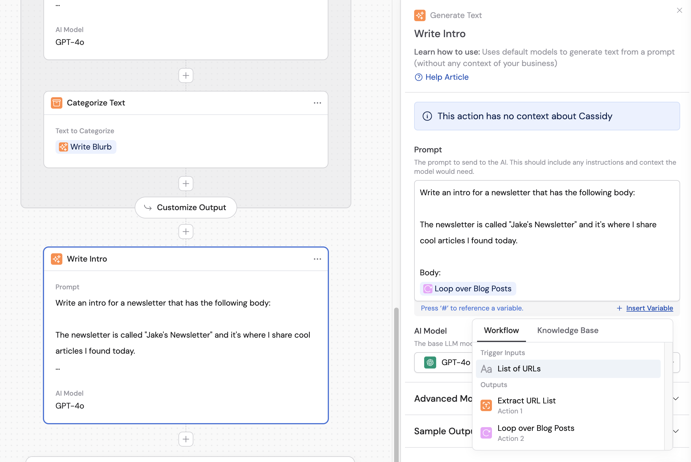 Action after Loop referencing the Loop output variable