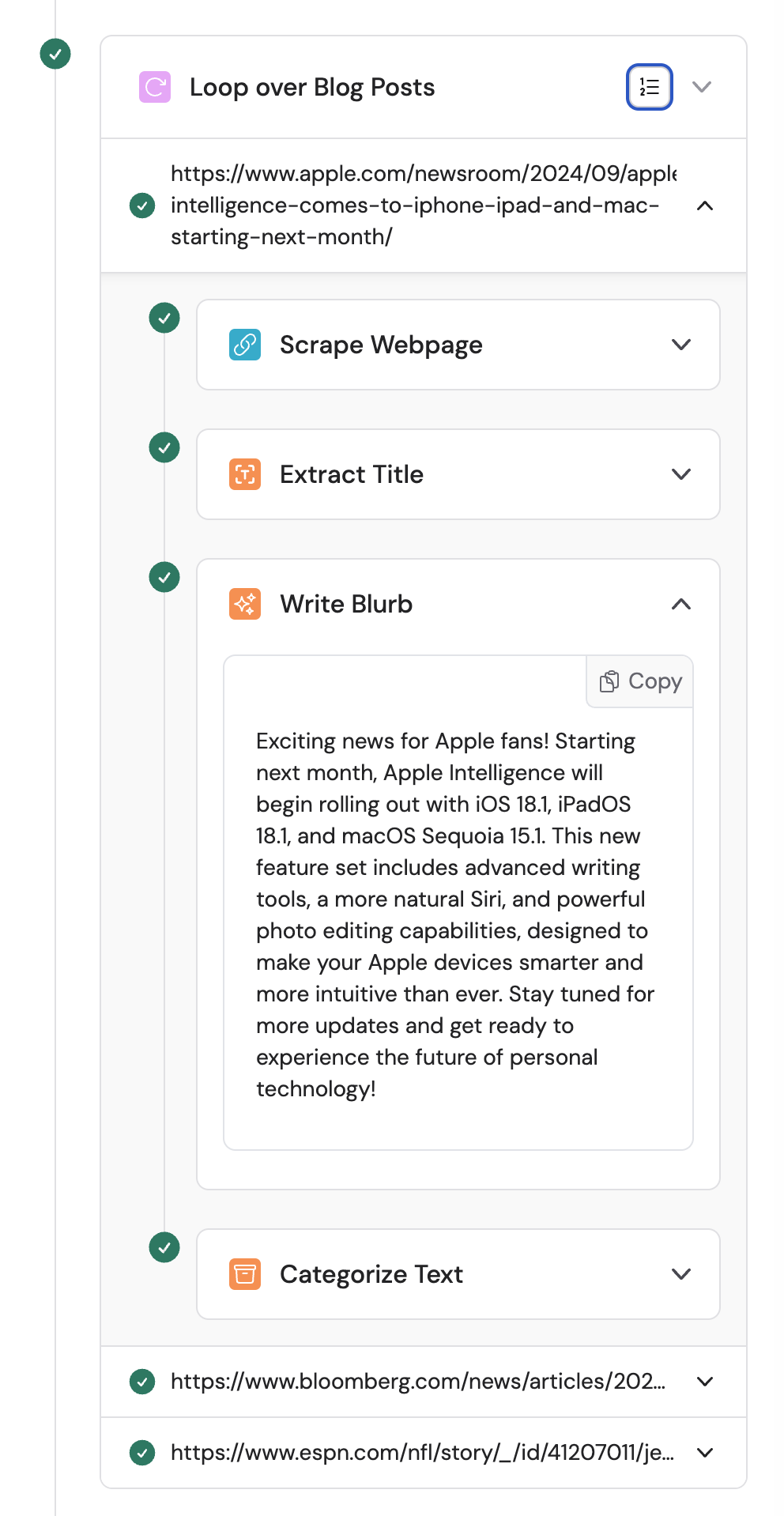 Inspecting individual loop iterations in the run results