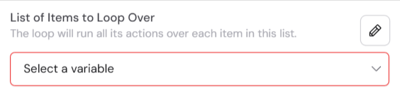 Select a variable option in the list field