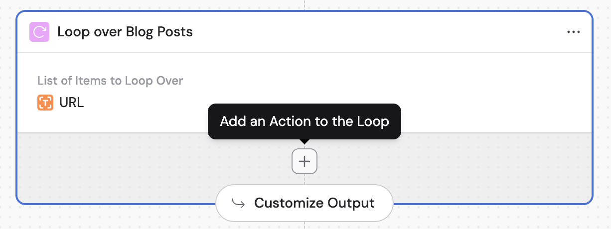 Adding an action inside the Loop