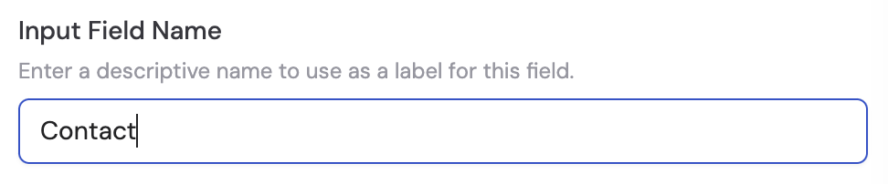 Input field with custom name entered