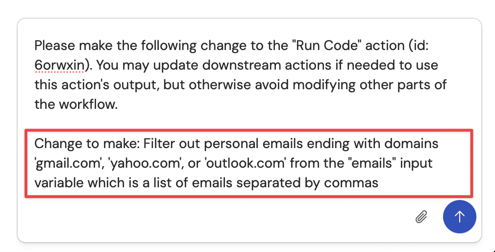 Copilot prompt describing the desired code change
