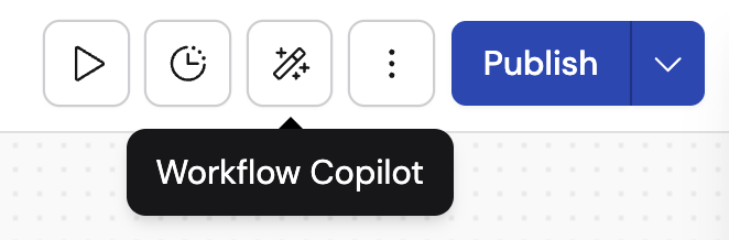 Wand icon in the Workflow editor toolbar for accessing the Copilot