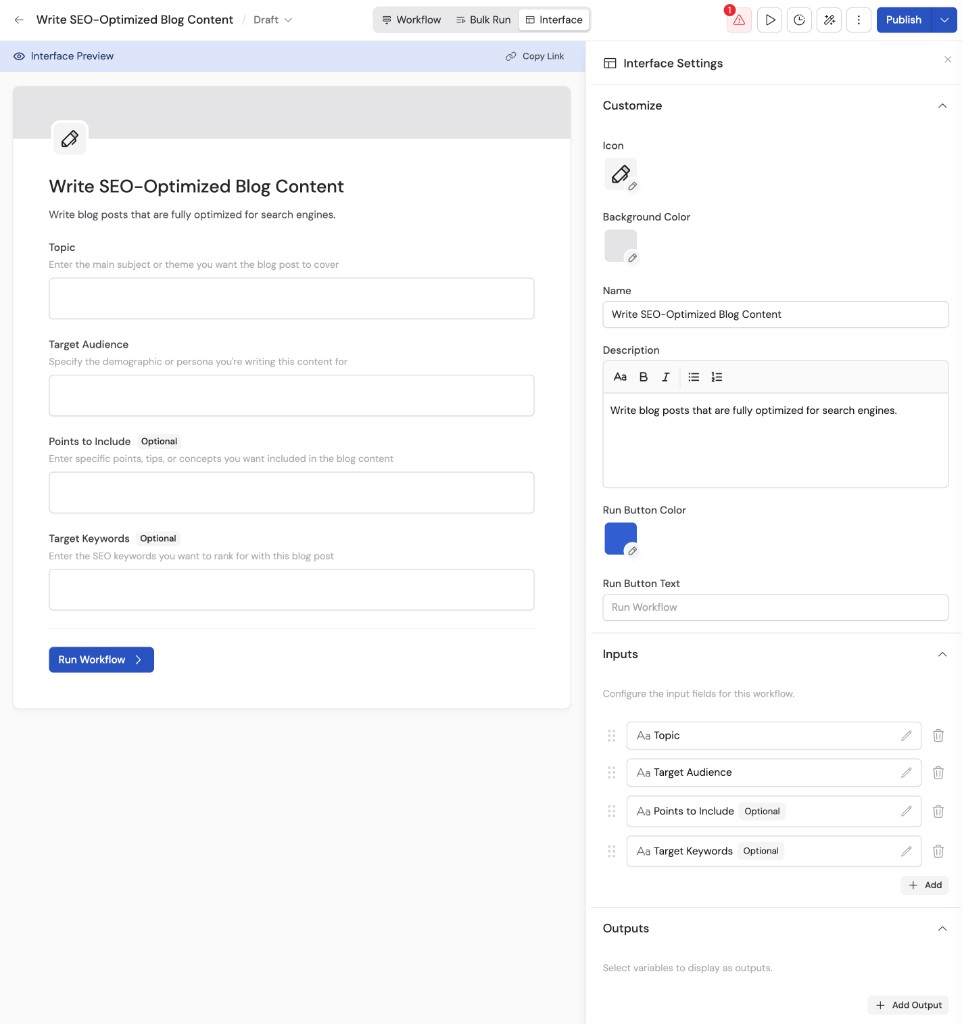 Customize the Workflow run view - Cassidy