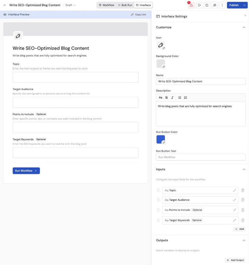 Customize the Workflow run view - Cassidy