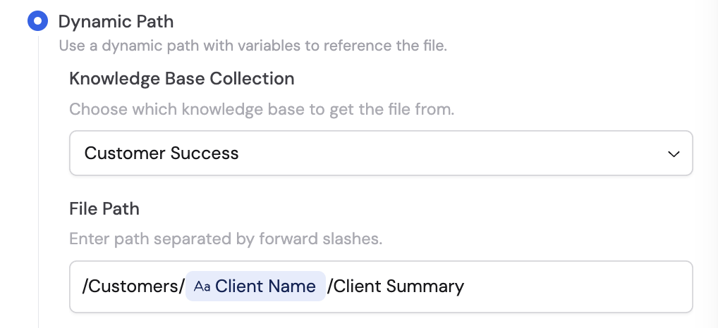 Dynamic Path with Collection and Document Path fields