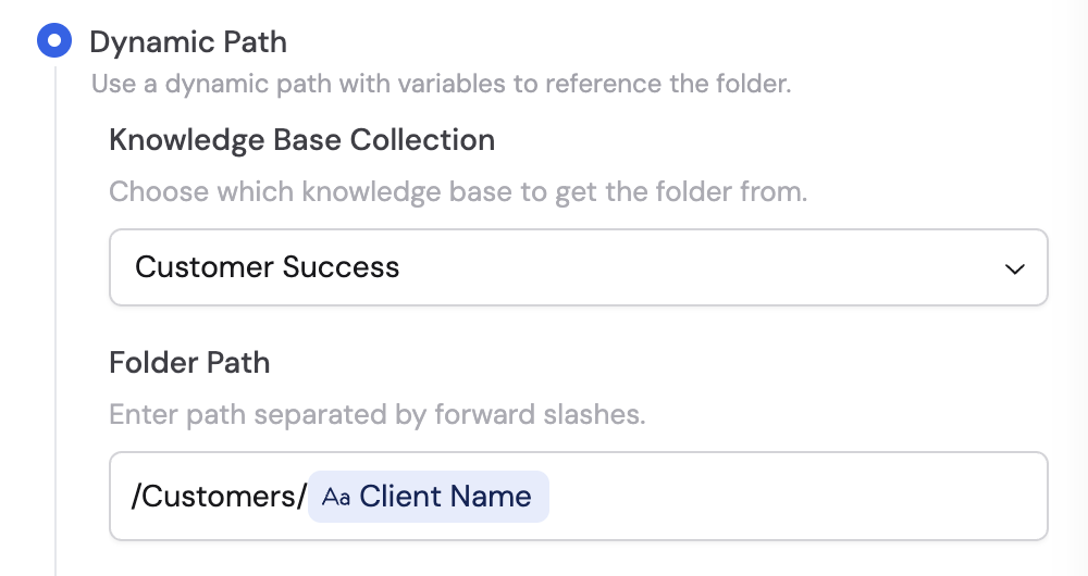 Dynamic Path with Collection and Folder Path fields