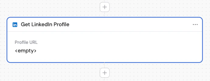 Action library with Get LinkedIn Profile selected