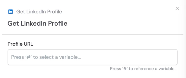 Adding the Get LinkedIn Profile action between blocks