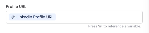 Profile URL field with LinkedIn URL