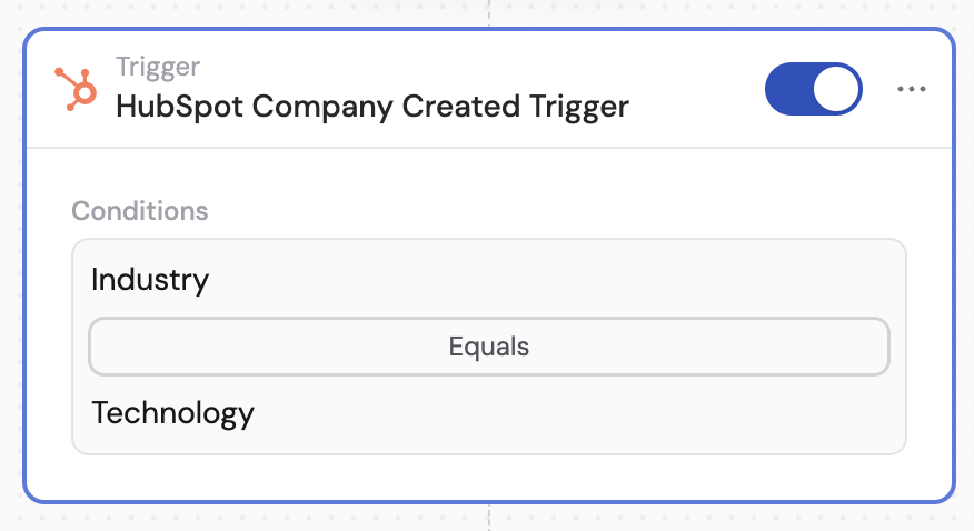 Toggle switch to activate the HubSpot Record Created trigger
