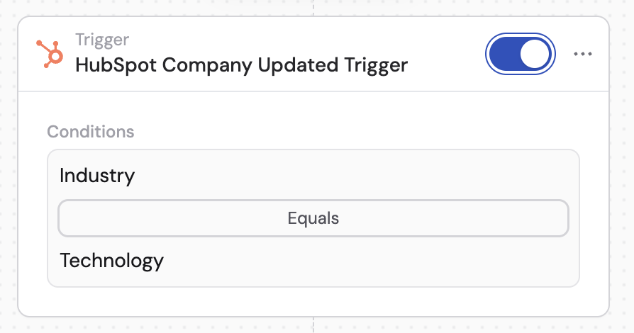 Toggle switch to activate the HubSpot Record Updated trigger