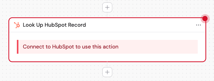 Clicking the plus button to add a new action in the Workflow builder