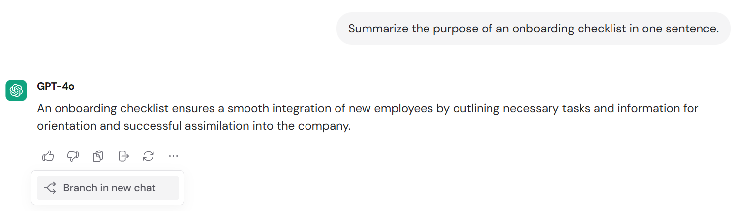 Branch in new chat option in the message menu