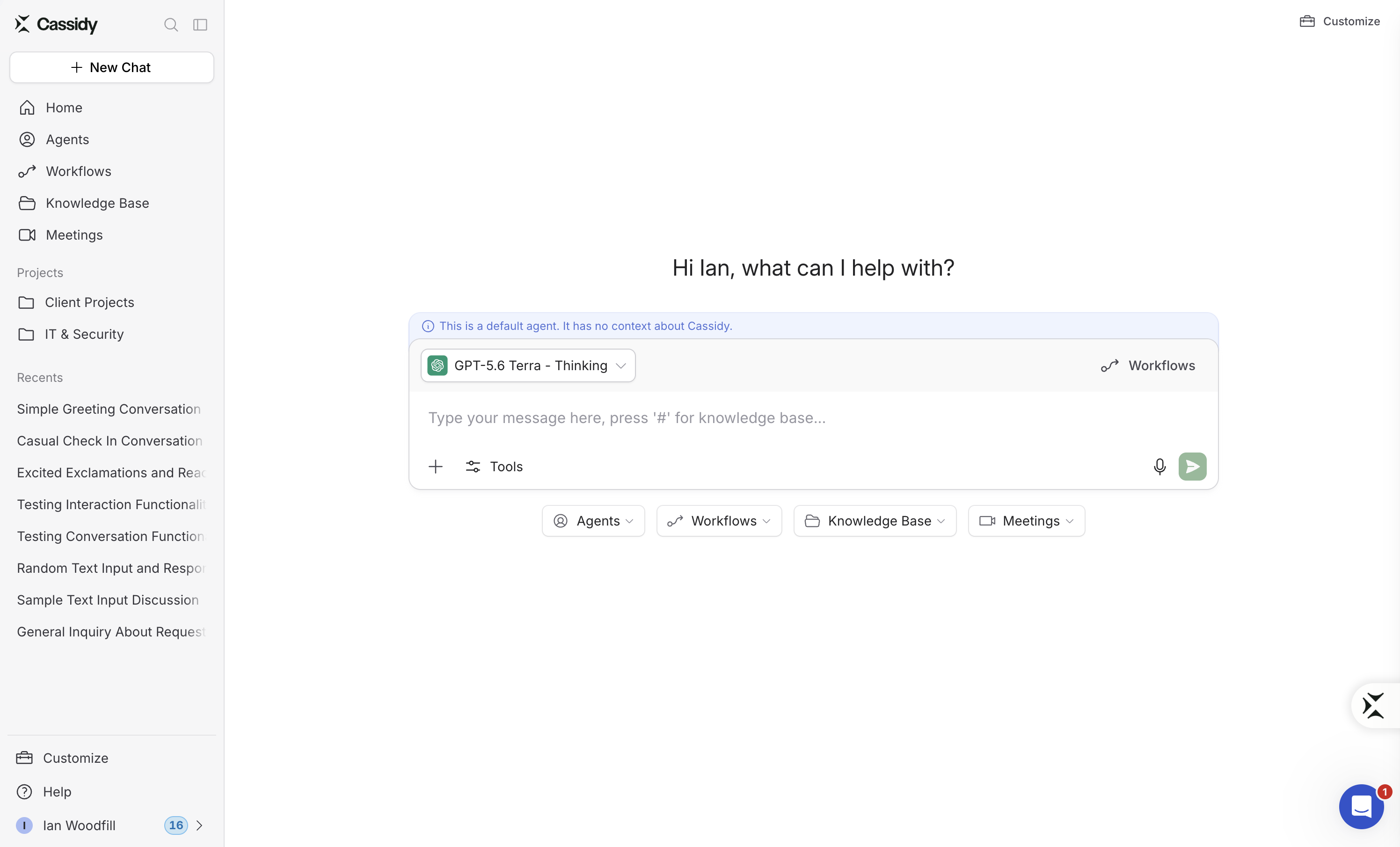 Chat with an Agent - Cassidy