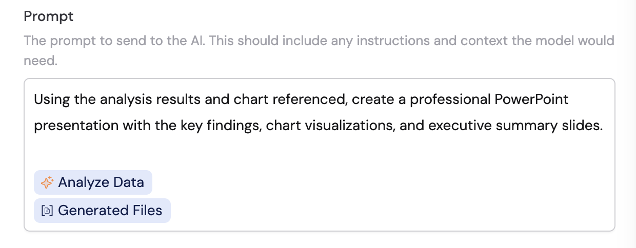 Generated Files variable available for use in subsequent Workflow steps