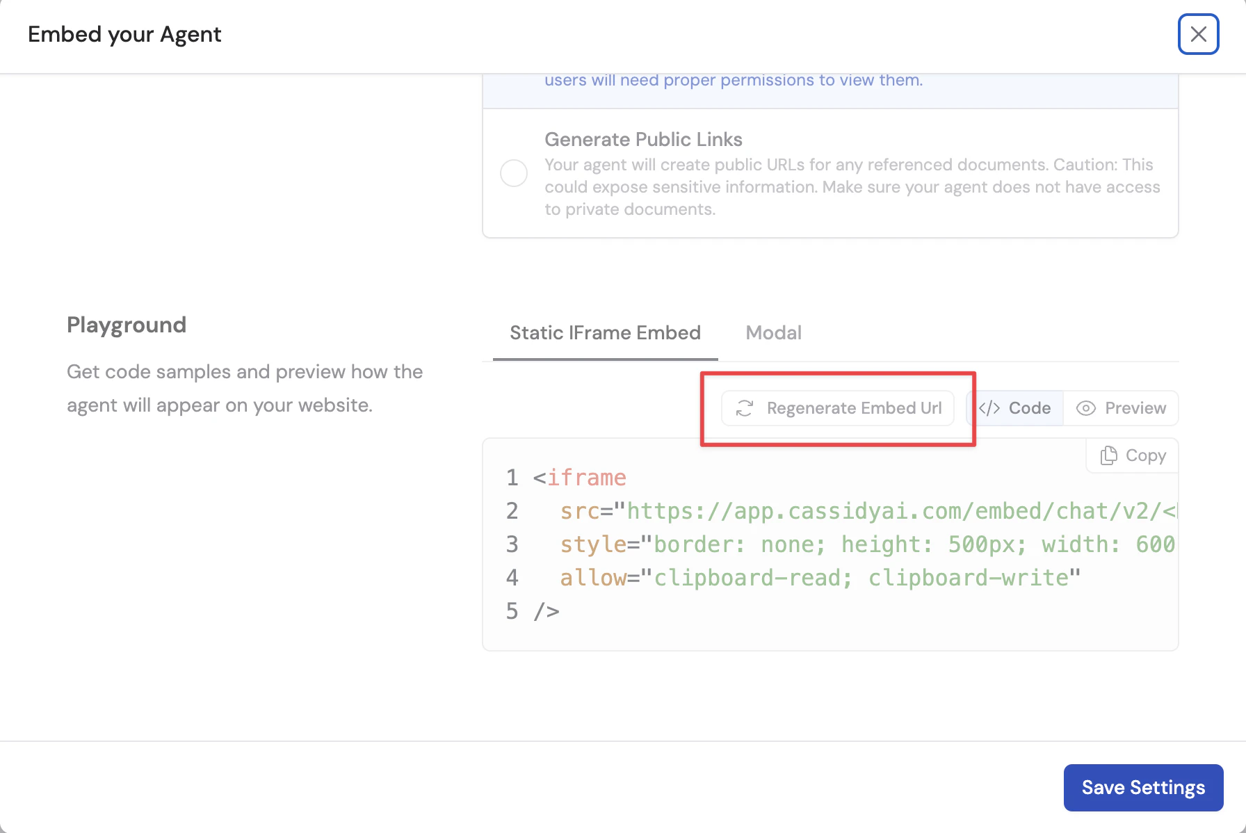 Preview of the modal chat overlay on a sample website