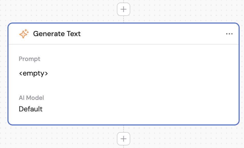 Action library with Generate Text selected