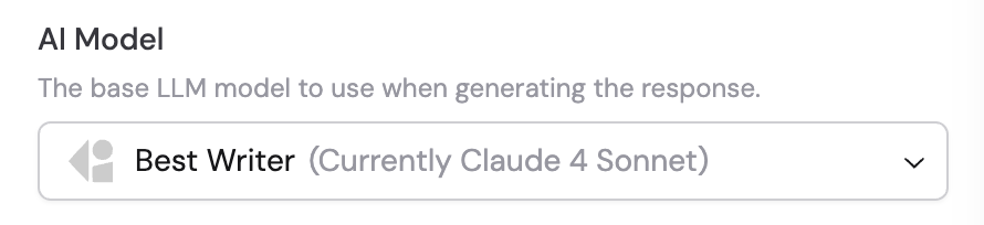 Model selector dropdown