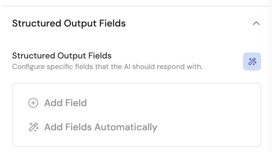 Structured Output Fields configuration