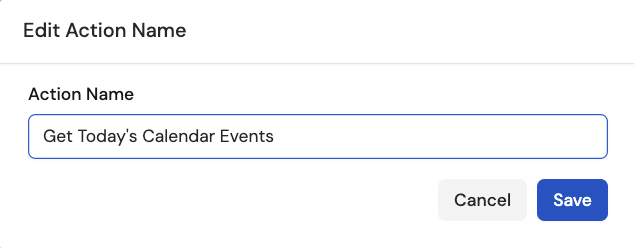 Renaming the Get Google Calendar Events action