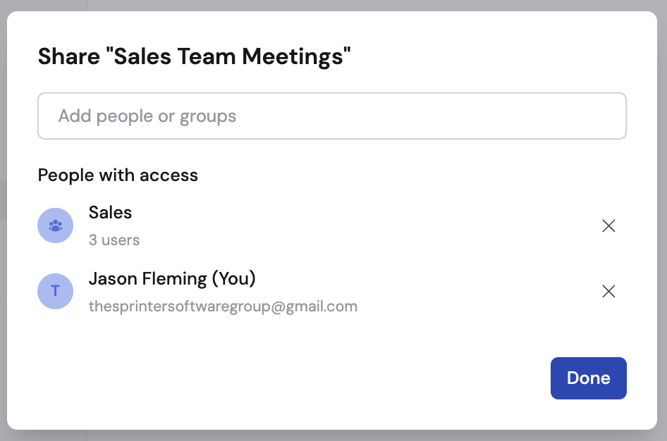 Completed sharing rule confirmation dialog