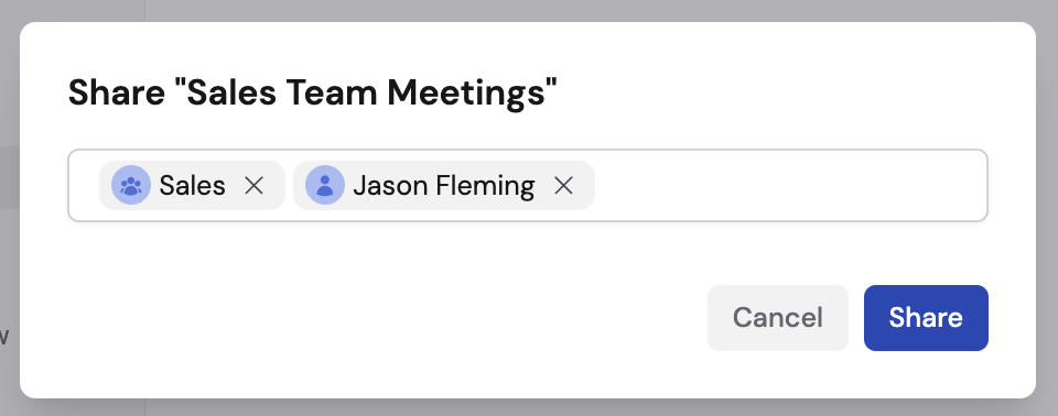 Selected users and groups with the Share button