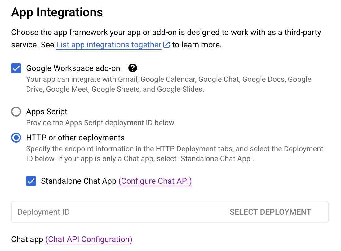 Google Workspace Marketplace SDK App Configuration page