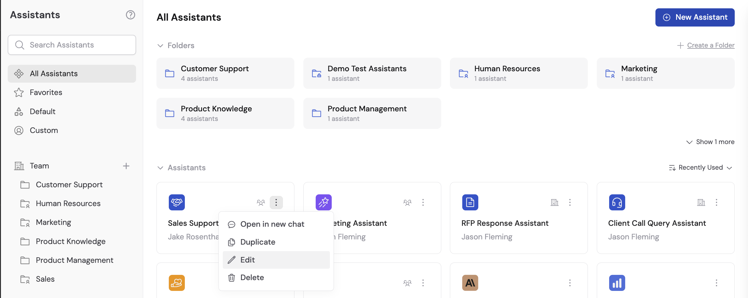 Agents page showing the list of available Agents