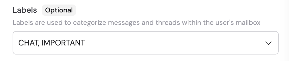 Configuring label filters for the Gmail trigger