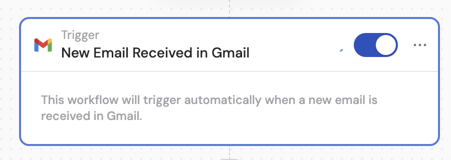 Activating the Gmail trigger toggle