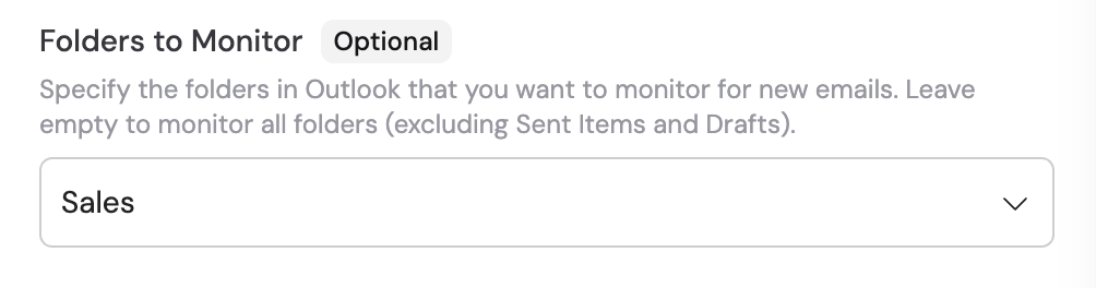 Configuring folder filters for the Outlook trigger