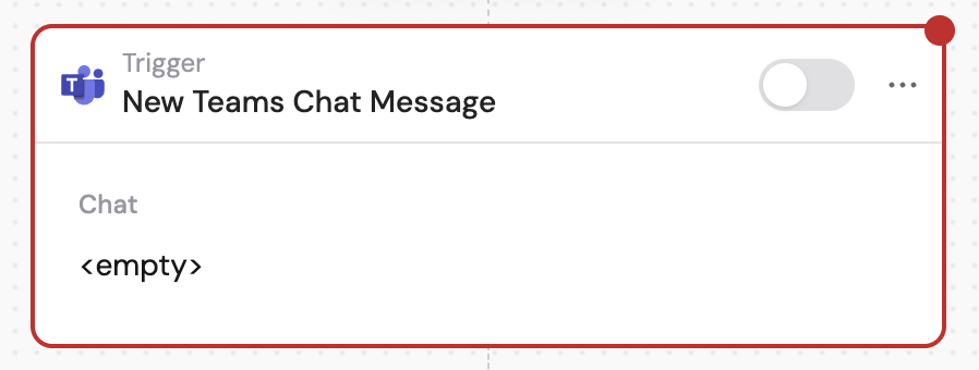 Selecting the New Teams Chat Message trigger