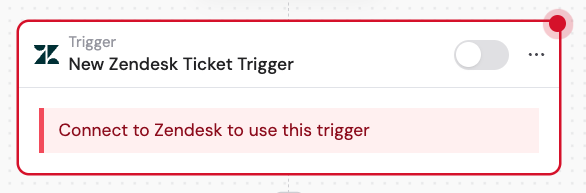 Selecting the New Zendesk Ticket trigger in the Workflow builder