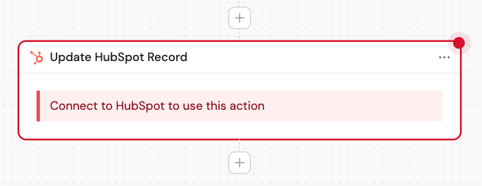 Clicking the plus button to add a new action in the Workflow builder
