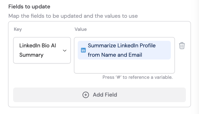 Mapping fields and values to update on the HubSpot record