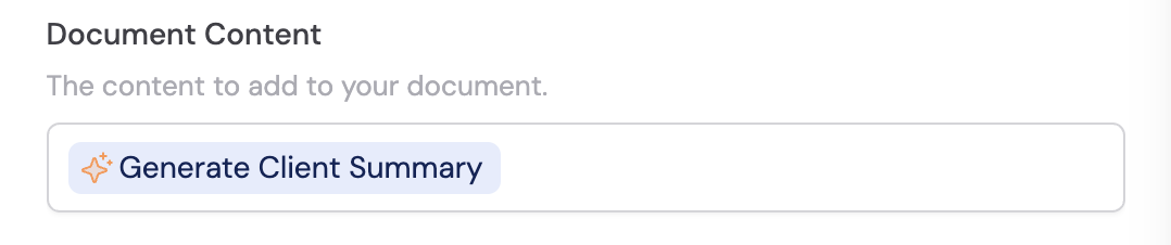 Document Content field with variable reference