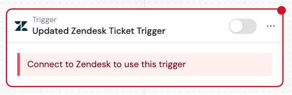 Selecting the Updated Zendesk Ticket trigger in the Workflow builder