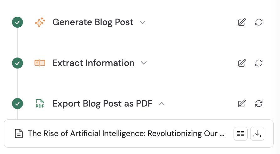 Preview and download icons in the results panel