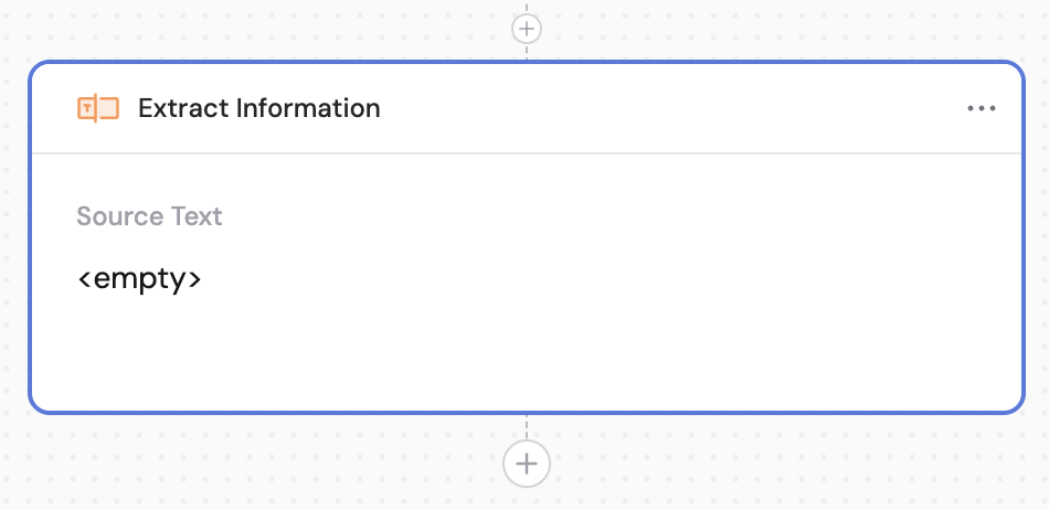 Action library with Extract Information highlighted