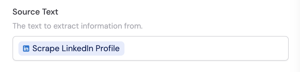 Source Text field with variable reference