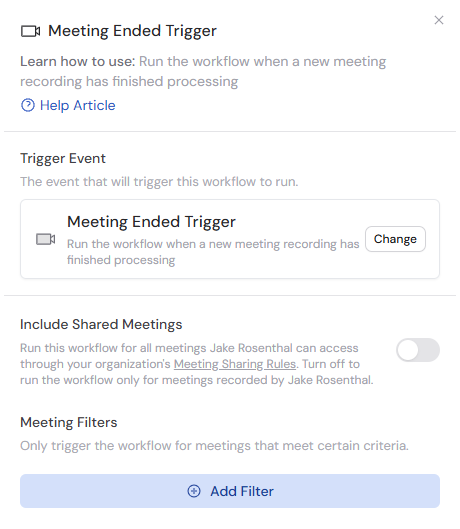 Meeting Ended trigger configuration