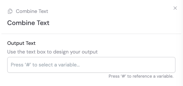 Adding the Combine Text action between blocks