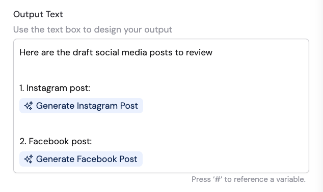 Output Text field with mixed static text and variables