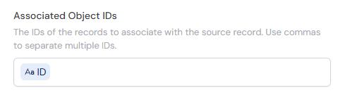 Entering associated object IDs
