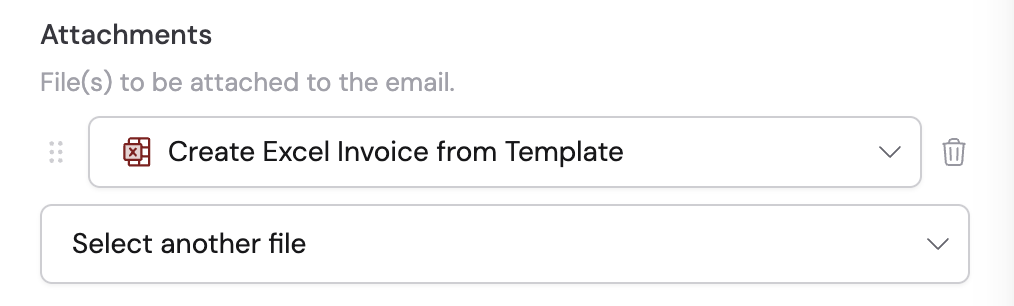 Attaching the Excel document to a Send Email action