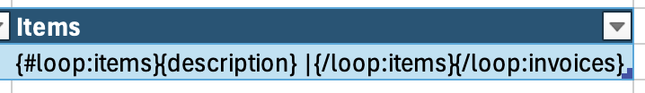 Vertical loop example with nested line items
