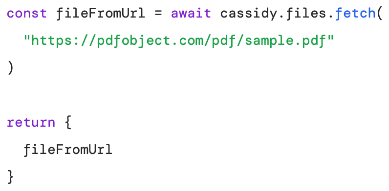 Returning a file in the output object of a Run Code action